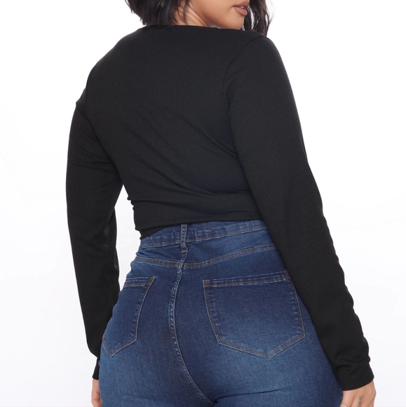 Black Ruched Long Sleeve Top - Picture 10 of 10